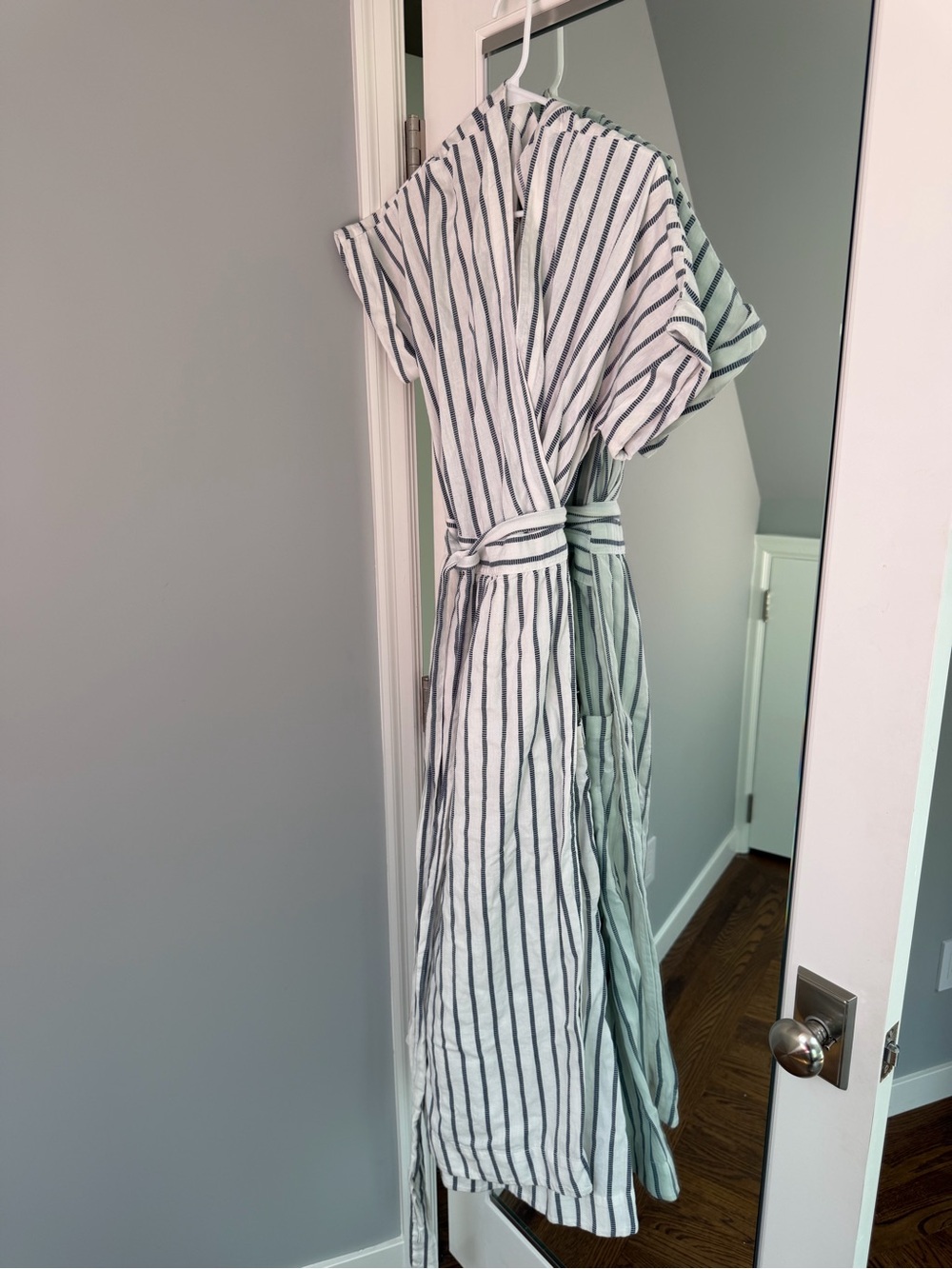 GAP Striped Wrap Midi Dress in White and Black